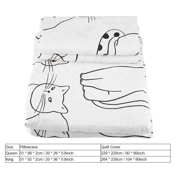 3-pack Queen Size 100% Bomullsduvetöverdrag & 2 Kuddfodral Tryckt Sängkläder (Queen Size)