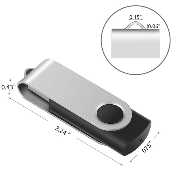 16 GB USB 2.0 Flash-minnepinne Swivel Thumb-stasjoner Bulk 10-pakning, med LED-indikator, 12 X flyttbare hvite etiketter (svart)