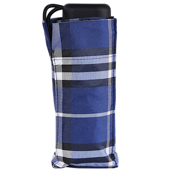 Mænd Kvinder Mini Lomme 5 Foldbare Parasol Anti-UV Solparasoller Tartan Regn Parasol (Blå)