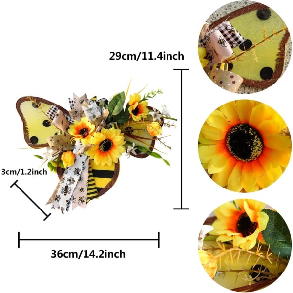 Bi Sunflower Krans Honningbi Dag Dekorationer Håndlavet