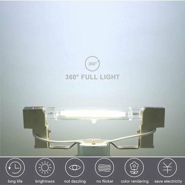 R7s LED 118mm Kallt vitt 6000k, 10w Ersätter halogen R7s J118
