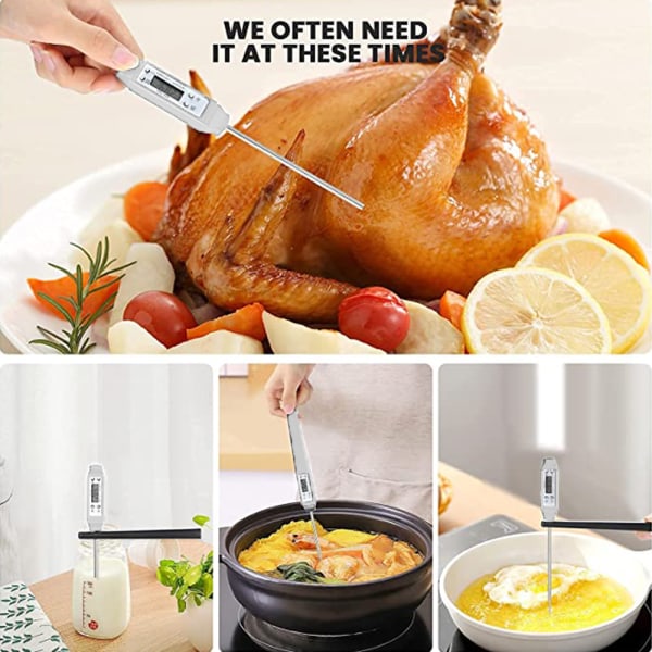 Kötttermometer Mini Pen Lång Sond Snabbavläsning Matlagning