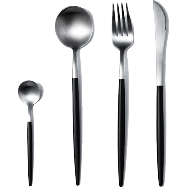 Gull og sølvbestikksett Matt Flatware Set 304 Rustfritt stål Flat