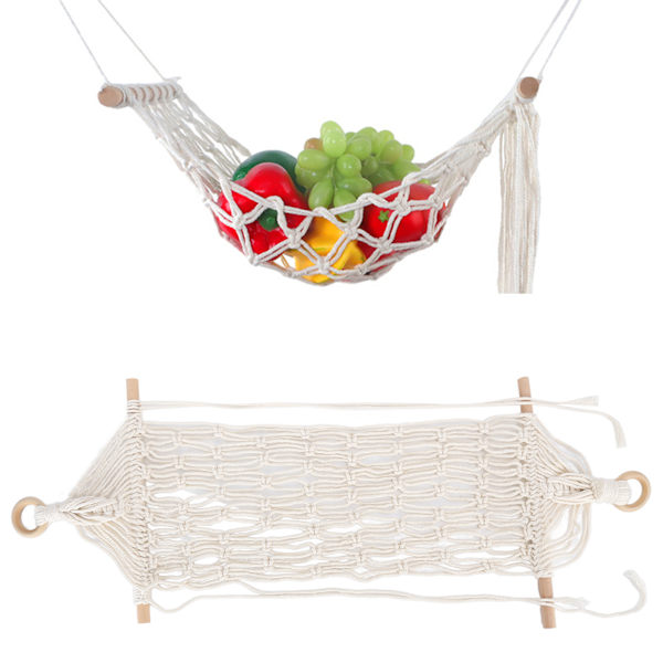 Elegant Makramé Fruktkorg, Hängande Förvaringskorgar För Kök, Badrum, Vardagsrum Med Säkert, Robust Och Hållbart Material Och Stark Bärighet