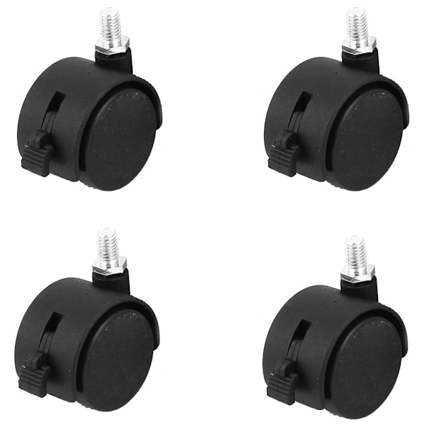 Drejelige nylonhjul med bremse 40 mm M8 4-pak (sort)