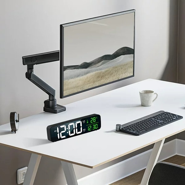 Modern Digital Klocka för Heminredning, Klassiska Musikringsignaler, Dubbla Larminställningar, Uppladdningsbar med Automatisk Ljusstyrkedämpare för Sängbord