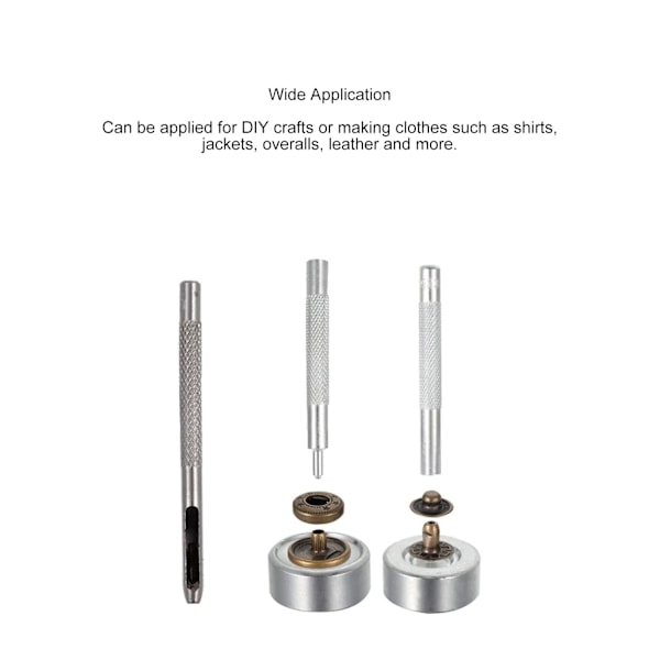 Kraftiga Tryckknappar Set, 15mm Tryckknappar Set Med 4 Monteringsverktyg, Tryckknappar I Mässing För Klädreparation Och Läderhantverk