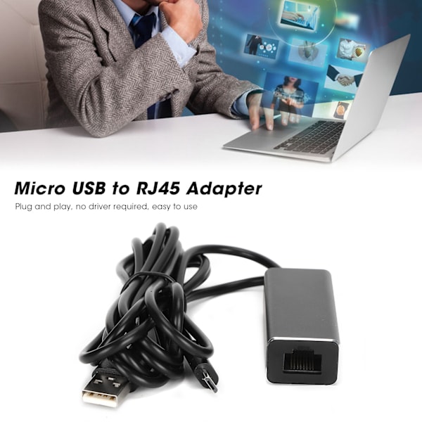 Micro USB til RJ45 Ethernet-adapter 10/100 Mbps konverteringsoverførsel til TV-sticks