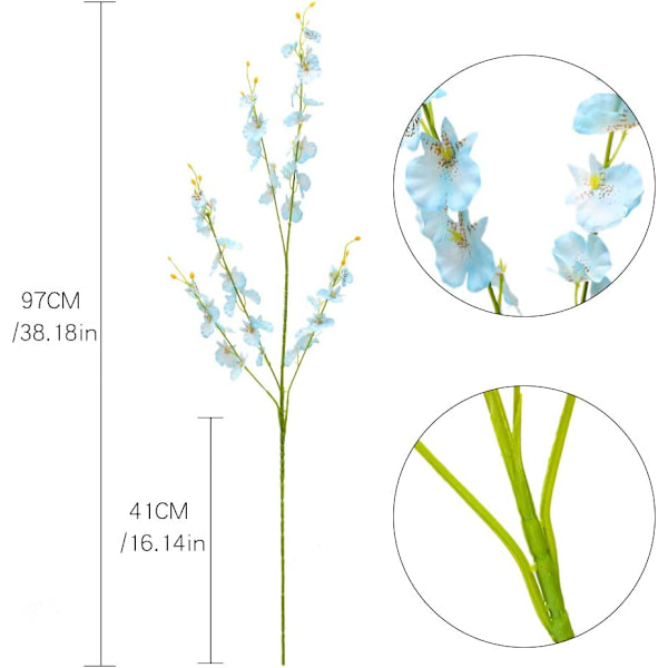12 st sidenblommor, konstgjorda orkidéer med lång stjälk
