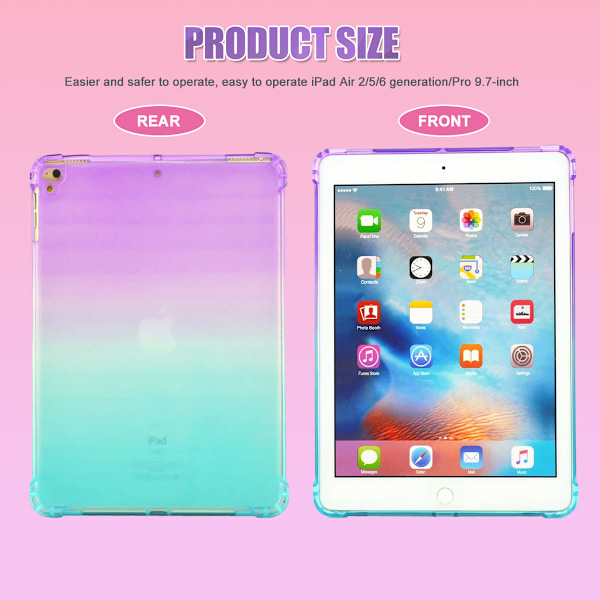iPad 9.7 5. ja 6. sukupolven suojakotelo, TPU-pinnoite, liukumaton, kevyt suojus Apple iPad 9.7 5. ja 6. sukupolvelle 2017 2018