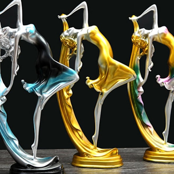 Dansande Flicka Skulptur, Inspirerande Kraft & Naturlig Resin, Resin Art Figurin Som Ger Långvarig Hållbarhet Och Positiv Energi Till Ditt Vardagsrum