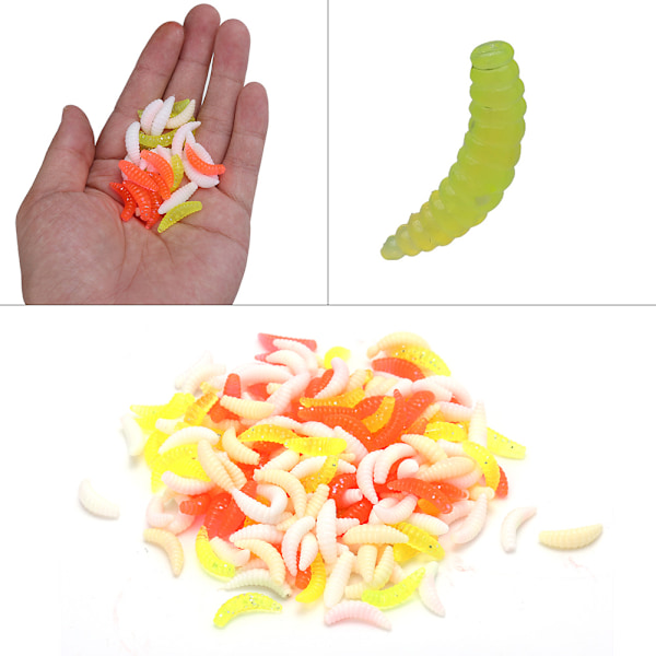 1 Pakke 100 stk Livaktige Kunstige Meitemark Agner Maggot Agner Myke Brødmeitemark Fiske Agner