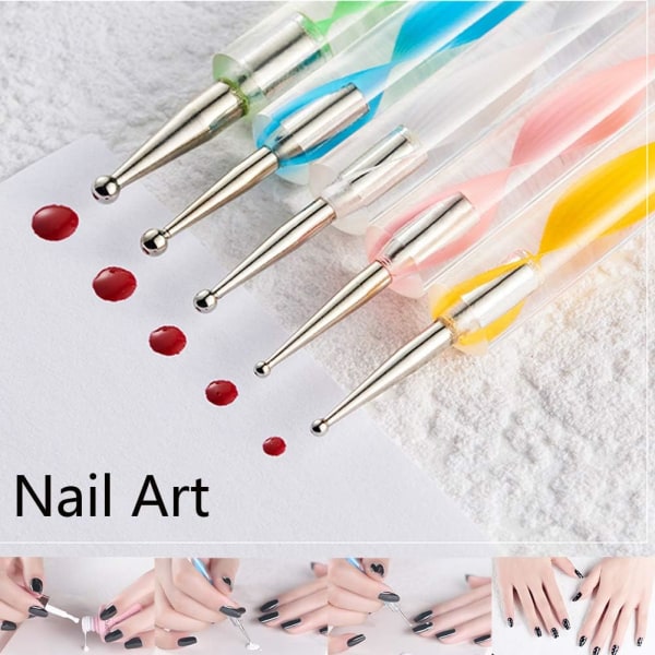 10 STK Prikkeverktøysett for Nail Art, Pregepenn for