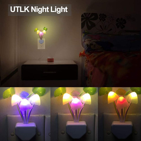[2-pack] LED-nattlampa med svampform och skymningssensor