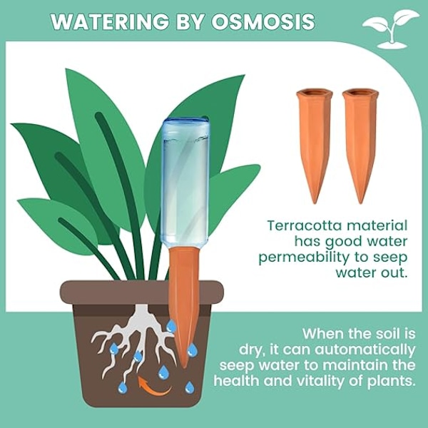 10 stk. plante selvvandingsspyd, automatiske terrakotta plantevandingsspyd til ferier, vinflaskespyd til plante selvvanding, plante selv