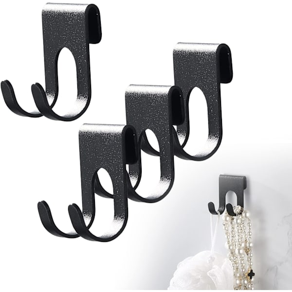 4 stk. selvklæbende barbermaskineholder kroge, håndklædekroge, ingen boring rustfrit stål kroge, barbermaskineholder, ekstra kroge til badeværelsesbruserhylde