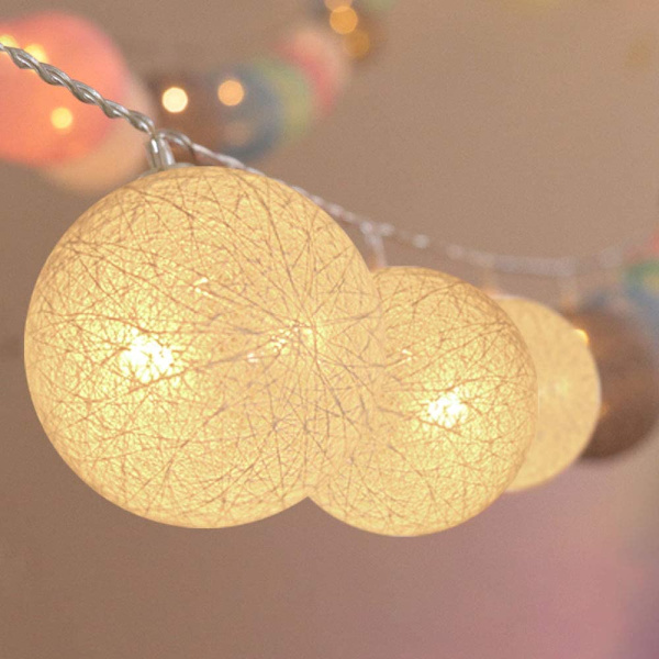 2-pack bomullsbollar Fairy Lights Batteridriven 10 lysdioder Ull B A