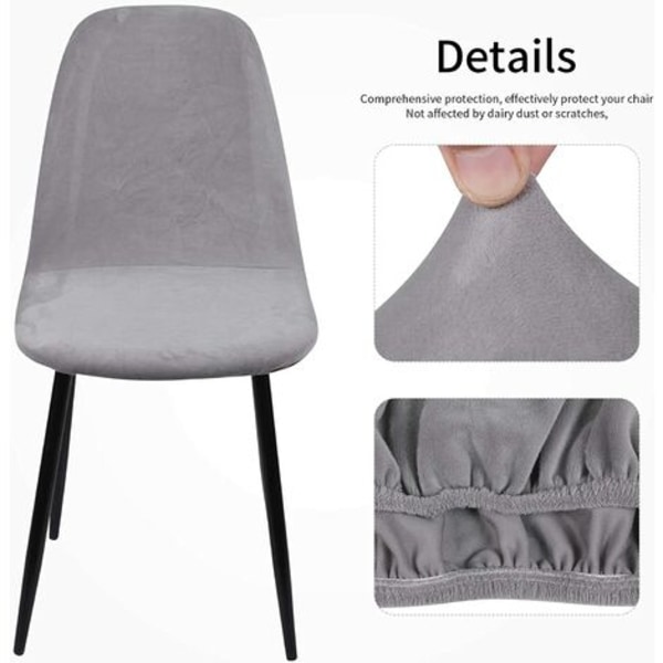 Skandinaviska sammetsstolsöverdrag, set med 4 stretchiga matstolsöverdrag