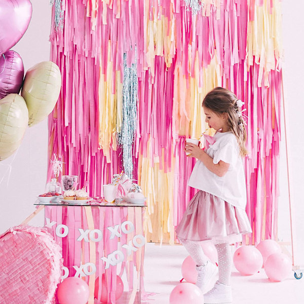 6 Rullar Krepppappersgirlander Dekorationer för Födelsedag Bröllop Peach+Pink+Rose