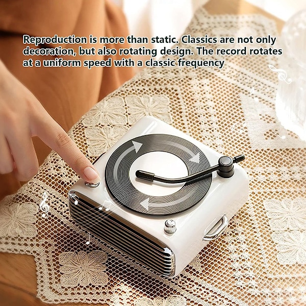 Bärbar Bluetooth-högtalare Radio, Mini Trådlös Bluetooth-högtalare Multifunktionell Surround Sound Bluetooth-kompatibel 5.0 Vinyl Record Player Högtalare