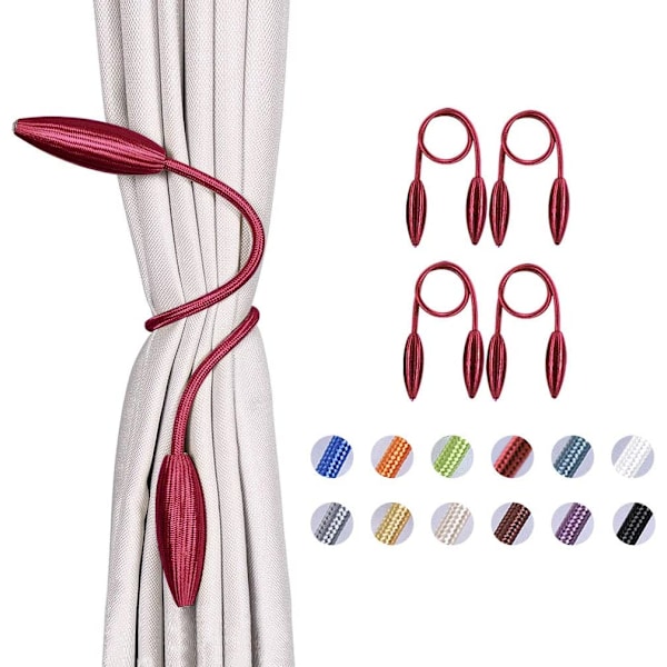 2-pack Gör-det-själv-gardinbindare Clips Kristall Dekorativa Creative Tw Red 4 Pack