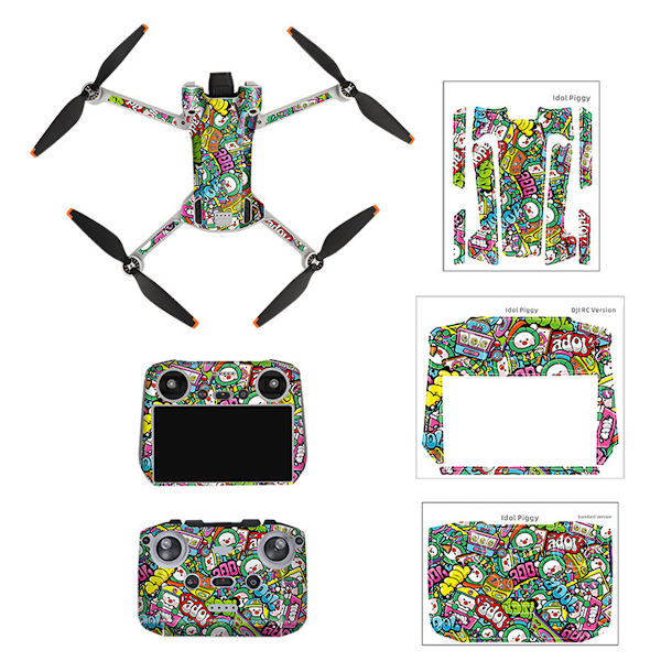 Mini 3 Pro -lennokin vedenpitävä tarra, helppo liimata PVC-koristetarrasetti, yhteensopiva DJI Mini 3 Pro RC:n kanssa