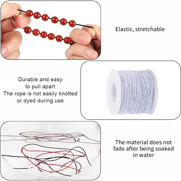 En rulle kerneelastisk tråd - 0,8 mm i flere farver til at bære en armbånd DIY