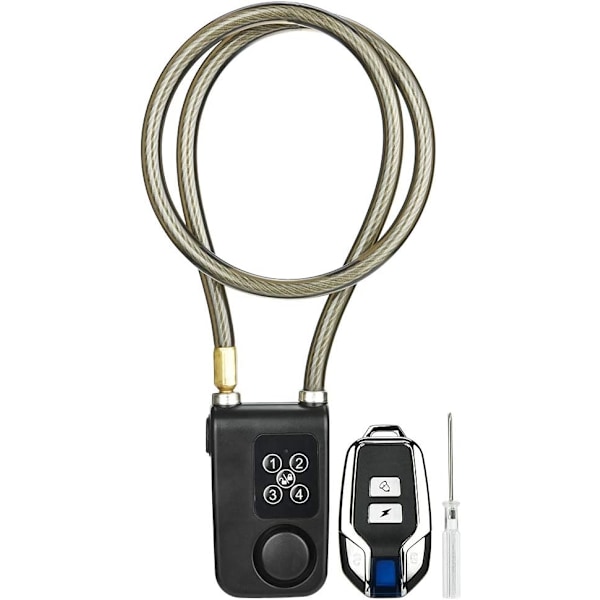 Bike Lock with Remote Control, Anti-Theft Vibration Alarm with 31 Inch Cable Length, IP55 Waterproof