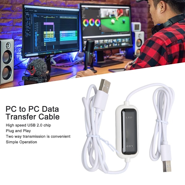 PC til PC dataoverførselskabel, højhastigheds USB-delingsoverførselskabel, dataoverførselskabel
