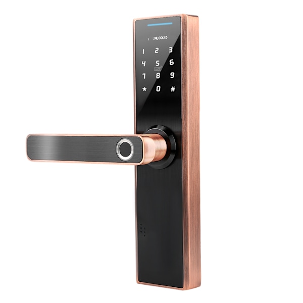 Elektronisk Smart Fingeravtrykk Passordkort Dobbelt Tungedør Lås Berøring med Nøkkel (Rød Bronse)
