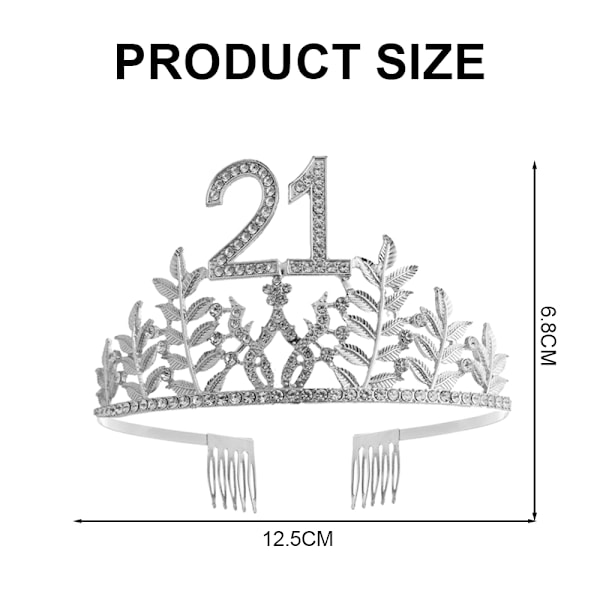 21-års fødselsdagssash og tiara-sæt med rhinsten, Happy 21-års fødselsdagsgaver til hende, 21-års fødselsdagsdekorationer til kvinder