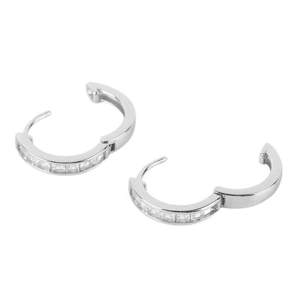 S925 Sterling Sølv Øre Hoop Clip Rhinestone Style Clip Hoop Øreringe Bling Øreringe Spakling Tilbehør