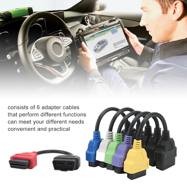 6 kpl OBD2-kaapeliadapteria Ammattimainen diagnostiikkaskannerikaapeli Fiatille