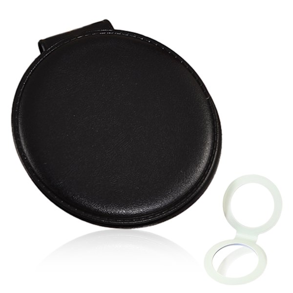 Kompakt forfængelighed makeup spejl til mænd, kvinder og piger, sort elegant rejse kosmetiske spejle til lomme, pung eller tegnebog, bærbar forstørrelse