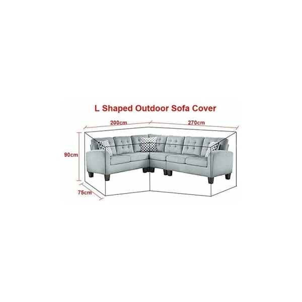 Justerbart Vindtätt Utomhussoffskydd, 210D Oxfordtyg Möbelöverdrag med UV-Resistent Prestanda för Uteplats L-Formad Soffa (200x270cm)