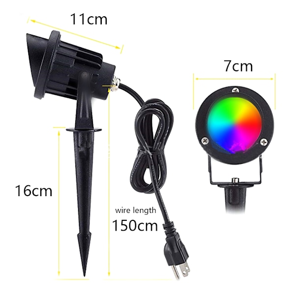 10W RGB-maavalo, värikäs kaukosäätimellä ohjattava valonheitin, maisemavalo