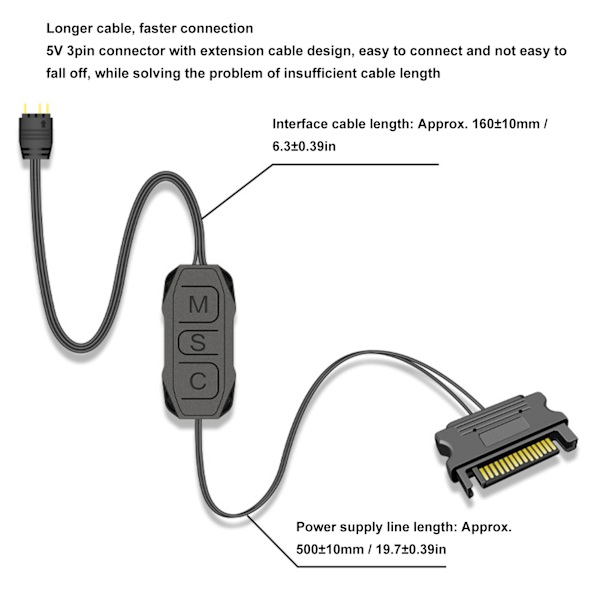 5V 3-nastainen ARGB-ohjain, useita valaistusmuotoja, manuaalinen ohjaus, RGB-tuuletinohjain, SATA-virtalähde, valopalkkiohjain