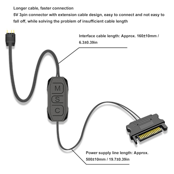 5V 3Pin ARGB-kontroller Flera belysningslägen Manuell styrning RGB-fläktkontroller SATA-strömförsörjningsljuslistkontroller