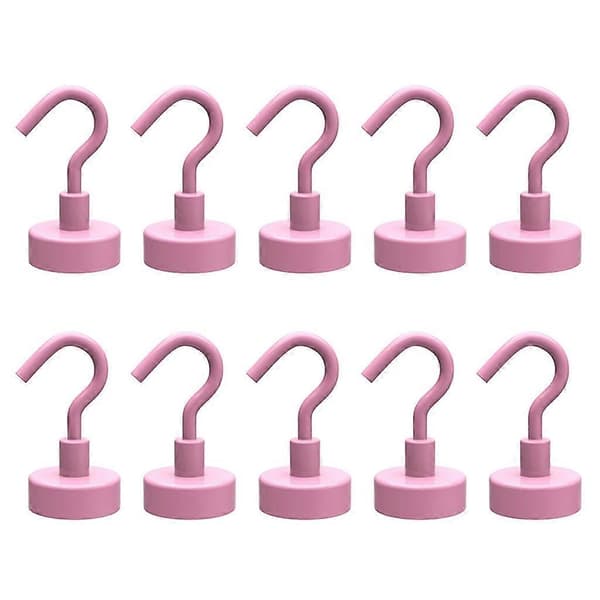10-pack Magnetic Hooks for Home, Kitchen, Workplace, Office, Garage, Heavy Duty Pink