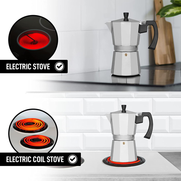Klassisk espressobryggare för spishäll, klassisk italiensk stil 3 koppar espresso