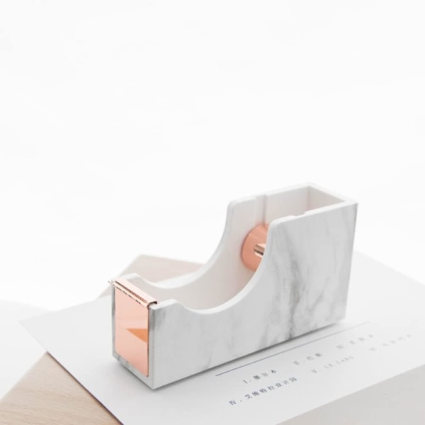 Tape Dispenser Desk Hvit Marmor Tape Cutter Metallkjerne Søt