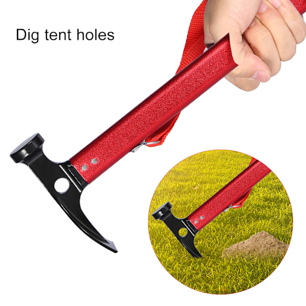 3 färger bärbar aluminiumlegering handtag utomhus camping hammare tältpinne insatsdragare