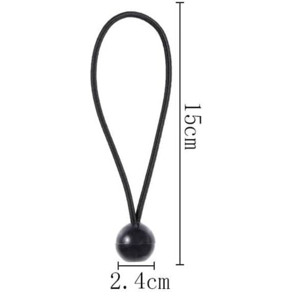 20 stk. elastiske bungee-snore med bungee-presenningstrammere til telt, campingpresenningsplakat, 15 cm, sort