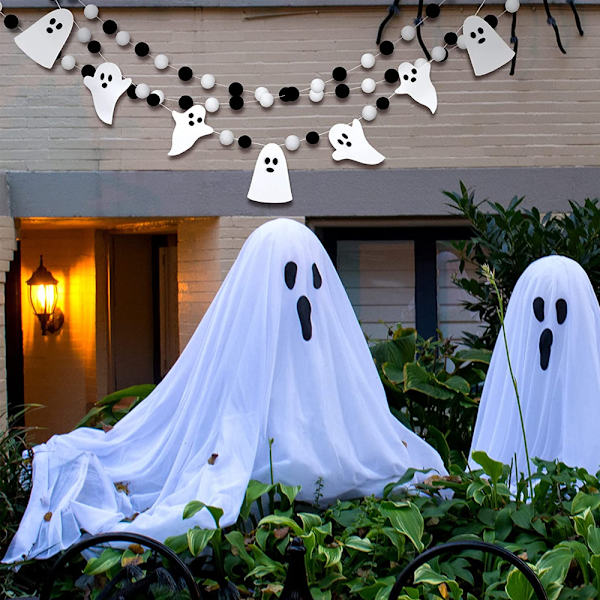 2 sæt Halloween filtbold guirlande uld filtbolde guirlande