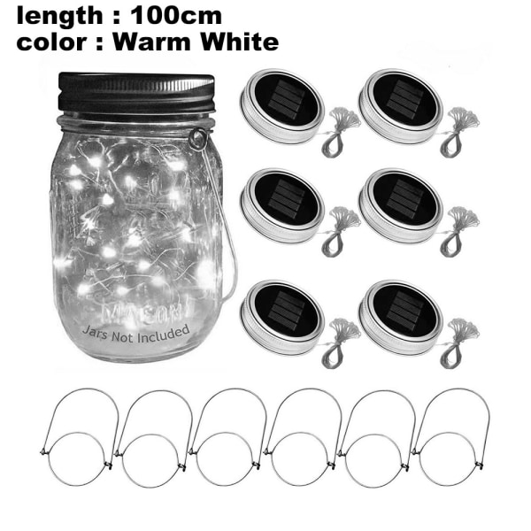 6-Pack LED String Jar Lock Lights, 6 hängare (burkar ingår ej),