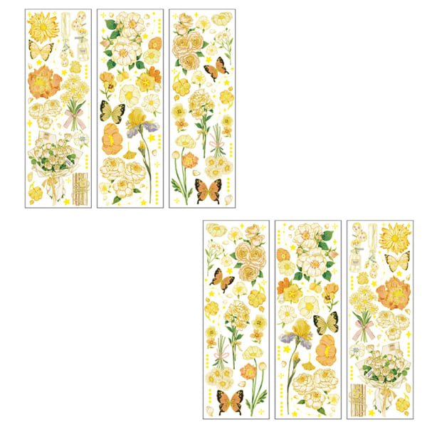 2pak 6stk Vintage Blomster Scrapbog Mærkater Blomster Vandtætte