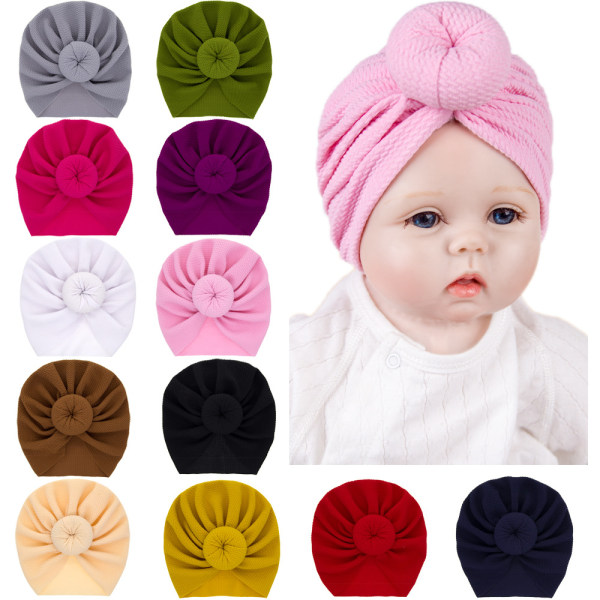 Newborn Hat Mjuk Turban Baby Girl Big Knot Hat Infant Kids Head Navy blue