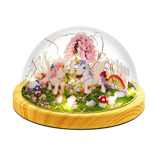 Kreativa Enhörningspresenter för Flickor, Portabelt och Sladdlöst DIY Ljus-Terrarium Kit