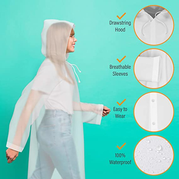 EVA Regnfrakk Vanntett Regnponcho Gjenbrukbar Unisex Menn Kvinner