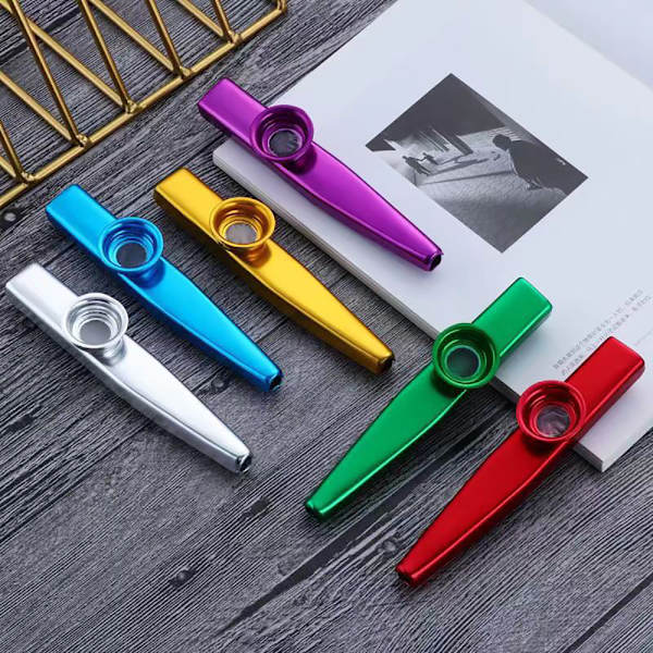 6 stk. Metal Kazoo Kazoo Sæt i 6 Farver Ukulele Instrumenter